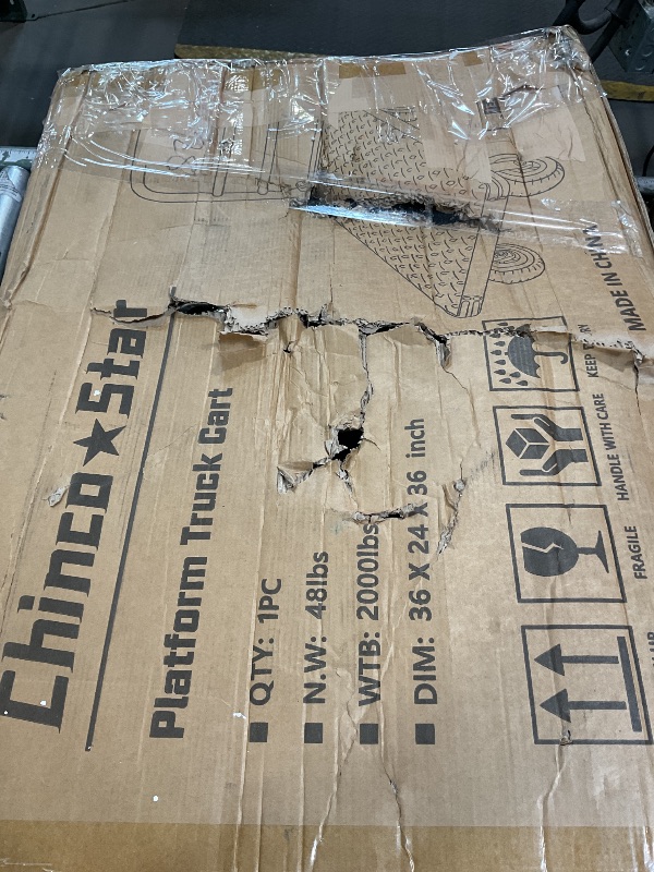 Photo 1 of ***USED***Platform Truck Heavy Duty Push Cart Dolly with 2000 LBS Capacity Foldable Moving Flatbed Cart with 6'' Swivel Wheels Large Steel Platform Dolly Cart for Groceries, Garage, Warehouse (36"X 24")