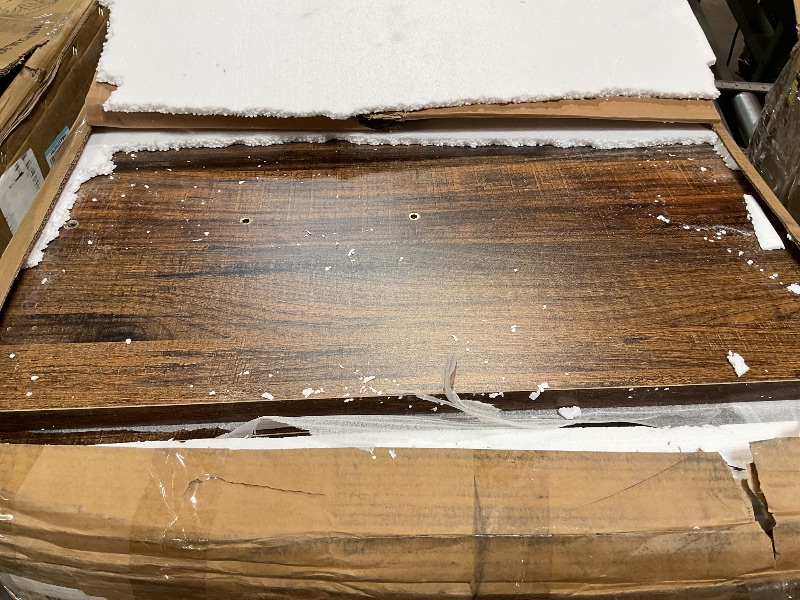 Photo 1 of ***POSSIBLE PARTIAL SET/ UNKNOWN MISSING PIECES OIR DAMAGES**** LITTLE TREE 55-Inch Dining Table for 6, Wooden Rectangle Kitchen Table, Large Dining Room Tables, Industrial Dinner Table with Heavy Duty Pedestal, Rustic Brown