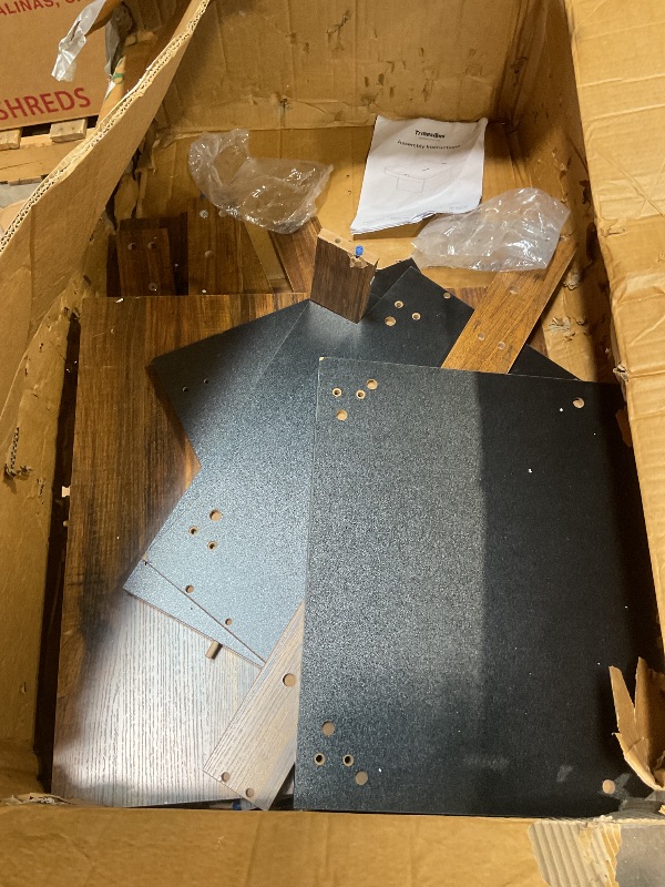 Photo 1 of **USED/DAMAGED/POSSIBLY FOR PARTS**Tribesigns Coffee Table Square LED Coffee Table Engineered Wood Low Center Cocktail Tables for Living Room (Rustic Brown+Black)