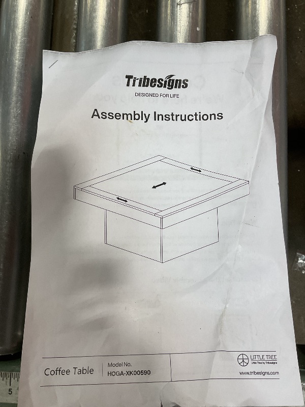 Photo 1 of **USED/DAMAGED/POSSIBLY FOR PARTS**Tribesigns Coffee Table Square LED Coffee Table Engineered Wood Low Center Cocktail Tables for Living Room (Rustic Brown+Black)