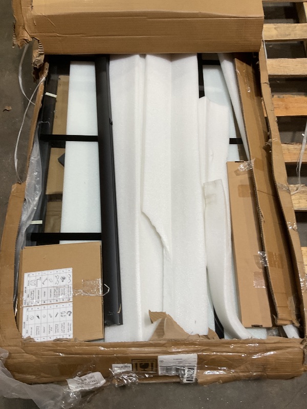 Photo 1 of **MINOR DAMAGE ***FELYL 56-60" W x 72" H Framed Grid Pattern Single Sliding Shower Door with 1/4" (6mm) Clear SGCC Tempered Glass in Matte Black Finish, Reversible Installation