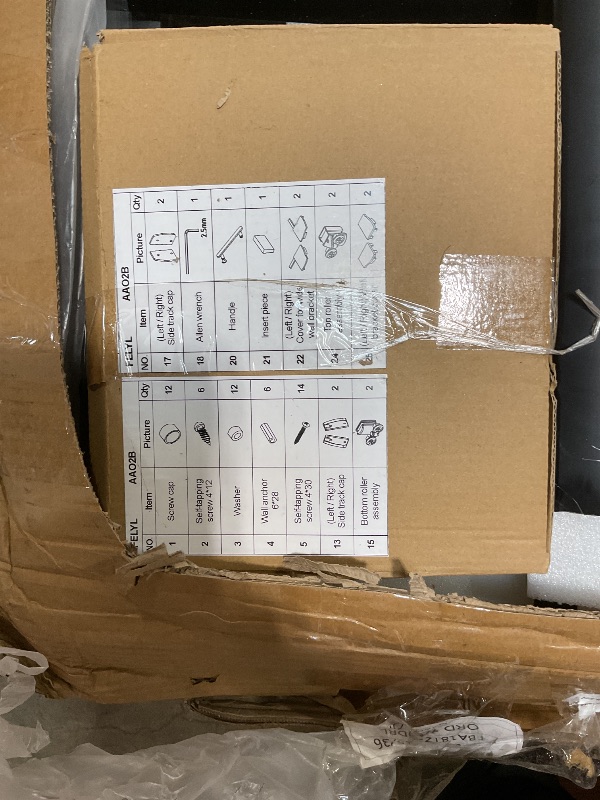 Photo 1 of **MINOR DAMAGE ***FELYL 56-60" W x 72" H Framed Grid Pattern Single Sliding Shower Door with 1/4" (6mm) Clear SGCC Tempered Glass in Matte Black Finish, Reversible Installation