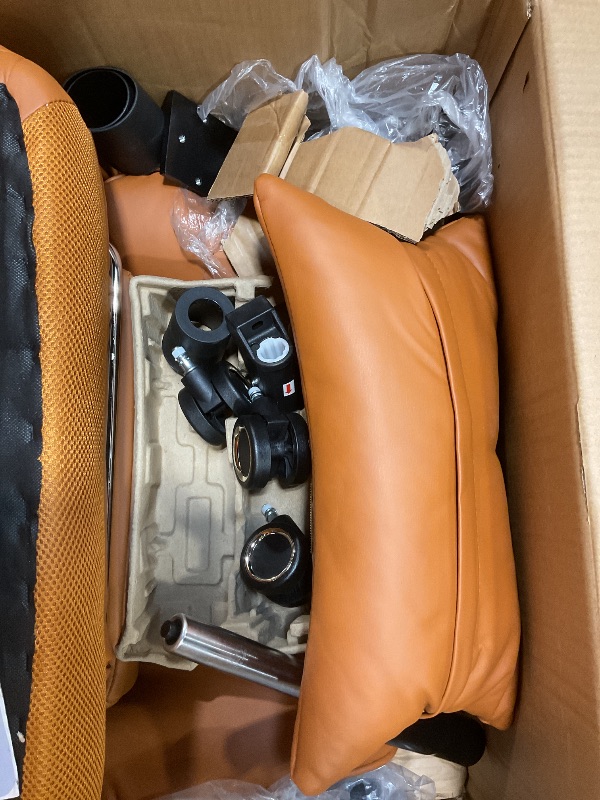 Photo 1 of ***MISSING ASSEMBLY HARDWARE*** GABRYLLY Ergonomic Chair with Footrest – Wide Cross Legged Chair with Reversible Armrests, 120°Tilt, Heavy-Duty Base, Big and Tall Executive Chair Plus, Brown, GY82766