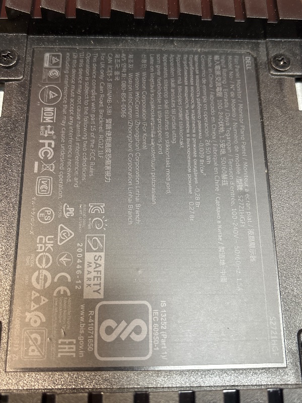 Photo 1 of **PARTS ONLY**Dell S2722DGM Curved Gaming Monitor - 27-inch QHD (2560 x 1440) 1500R Curved Display, 165Hz Refresh Rate (DisplayPort), HDMI/DisplayPort Connectivity, Height/Tilt Adjustability - Black