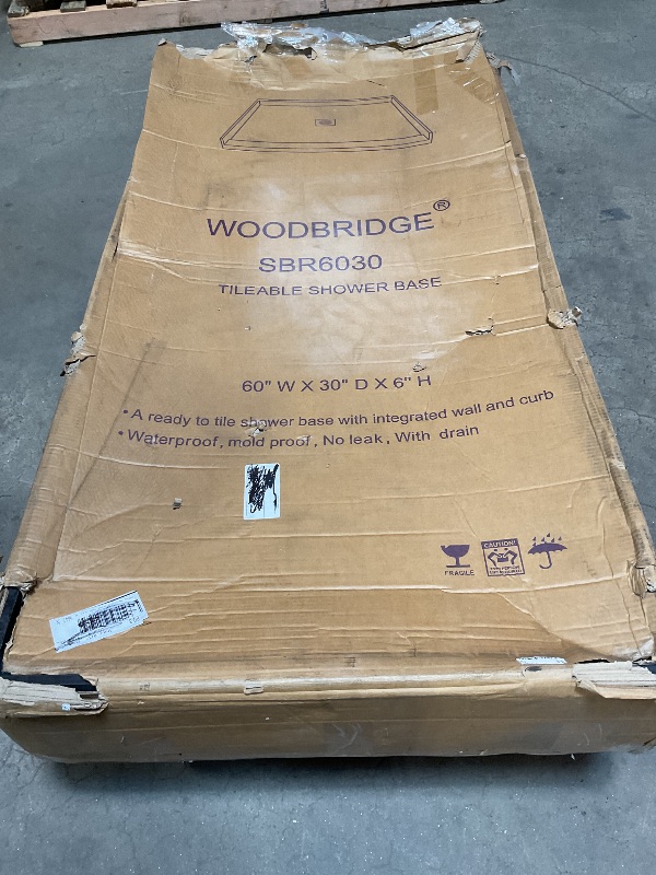 Photo 1 of ***USED***Tileable Shower Base 60"x30" with Integrated Center PVC Drain, Ready for Tile, 30-Inch Depth by 60-Inch Width, SBR6030 Tileable