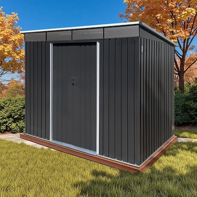 Photo 1 of ***NO PACKAGING/PICTURE FOR REFERENCE ***8 x 6 FT Outdoor Storage Shed, Metal Garden Tool Shed with Slooping Roof, Lockable Doors and Aluminum Frames, Easy to Assemble for Garden, Patio, Lawn, Black
