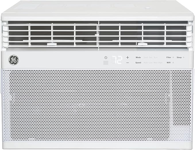 Photo 1 of ***MAJOR DAMAGE ***GE Window Air Conditioner 12,000 BTU for Rooms up to 550 sq ft., Wi-Fi Enabled, Energy-Efficient Cooling for Large Rooms, Easy Install Kit, Control Using Remote or Smartphone App, White
