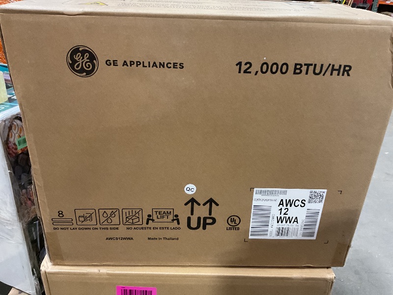 Photo 1 of ***MAJOR DAMAGE ***GE Window Air Conditioner 12,000 BTU for Rooms up to 550 sq ft., Wi-Fi Enabled, Energy-Efficient Cooling for Large Rooms, Easy Install Kit, Control Using Remote or Smartphone App, White