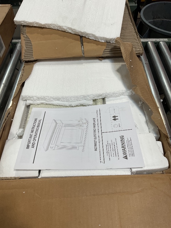 Photo 1 of ****POSSIBLY BOX 1 OF 2 /NO FIREPLACE***** 43 Inch Fireplace TV Stand with Mantel - Electric Fireplace Heater, Wooden Entertainment Center, Adjustable LED Flame, Freestanding (750W/1500W),Cream