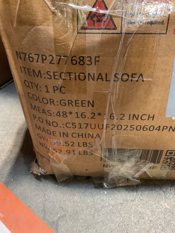 Photo 1 of ***PARTIAL SET/ BOX 2 of 2 ONLY***Merax 140" Curved Polyester Sectional Sofa Set, 7 Seat Modern Cloud Couch with Chaise Lounge,3 Pillows, Fully Assembled for Living Room, Green