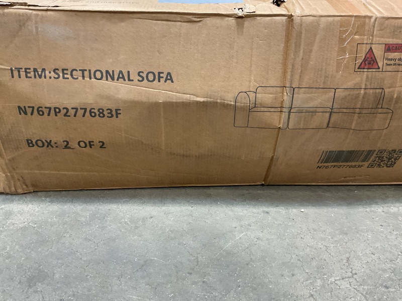 Photo 1 of ***PARTIAL SET/ BOX 2 of 2 ONLY***Merax 140" Curved Polyester Sectional Sofa Set, 7 Seat Modern Cloud Couch with Chaise Lounge,3 Pillows, Fully Assembled for Living Room, Green