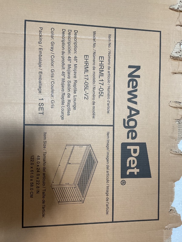 Photo 1 of ***USED***New Age Pet ECOFLEX 48" Wide Large Reptile Habitat, Mojave Lounge for Snakes, Tortoises & Lizards in Maple, Black & Grey, Easy Assembly, Sliding Glass Doors & Mesh Top