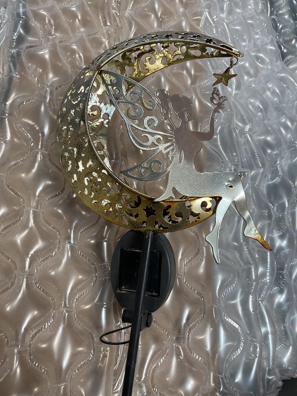 Photo 1 of ***USED/MINOR DAMAGE ***Vuees Solar Garden Statues Outdoor Decor, Fairy Moon Figurine Light Stake, Housewarming Ornament for Patio, Lawn, Yard, Pathway - Unique Gift Ideas for Gardening Mom Grandma