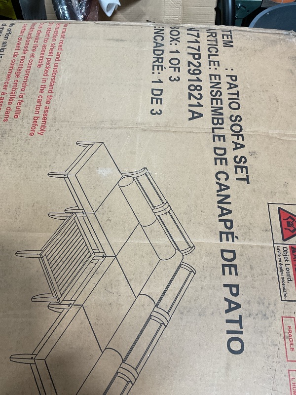 Photo 1 of ***PARTIAL SET/BOX 1 of 3 ONLY ***Merax 6 Pieces Patio Furniture Set, Outdoor L-Shaped Sectional Sofa Set with Coffee Table, Acacia Wood Conversation Seating & Cushions and Lumbar Pillows, for Garden, Poolside and Backyard, Teak+Beige