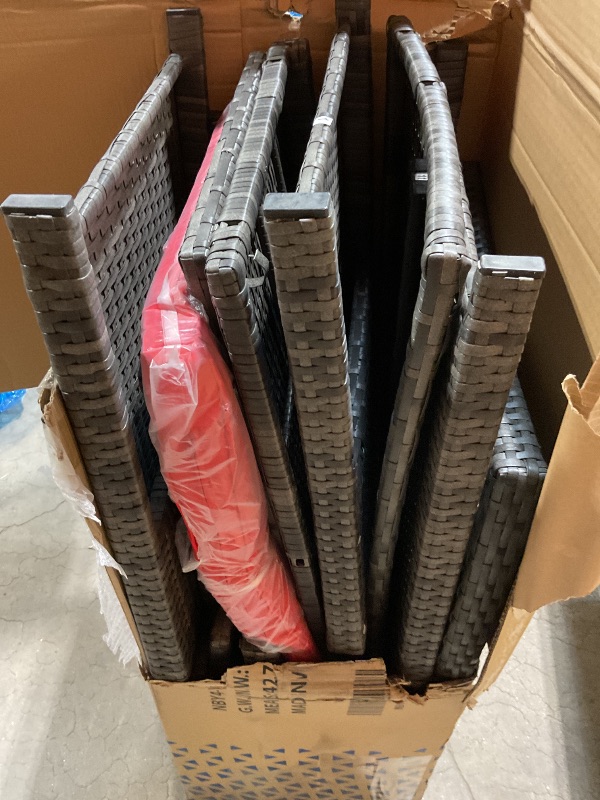 Photo 1 of ***PARTIAL SET ***Shintenchi 4 Piece Patio Ratten Set Outdoor Furniture Set Wicker Conversation Set with Cushions and Tempered Glass Tabletop,Red