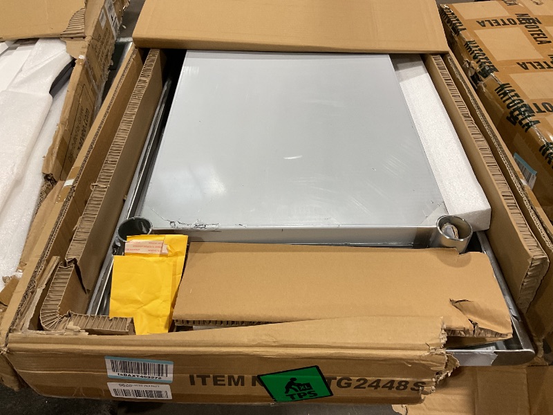 Photo 1 of **USED**HARDURA Stainless Steel Prep & Work Table 24 x 48 Inches NSF Heavy Duty Commercial with Backsplash and Two Undershelves, Galvanized Legs for Commercial Food Prep