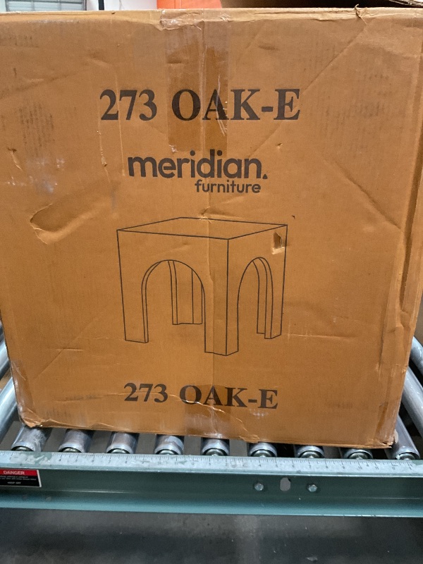 Photo 1 of ***USED/MINOR DAMAGE, CHIPS***Meridian Furniture 273Oak-E Arch Collection Art Deco End Table with Solid Oak Wood, Natural Oak Finish, 20" W x 20" D x 20" H, Natural