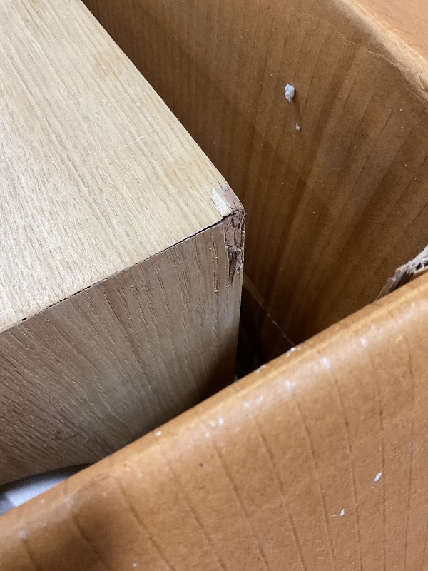 Photo 1 of ***USED/MINOR DAMAGE, CHIPS***Meridian Furniture 273Oak-E Arch Collection Art Deco End Table with Solid Oak Wood, Natural Oak Finish, 20" W x 20" D x 20" H, Natural