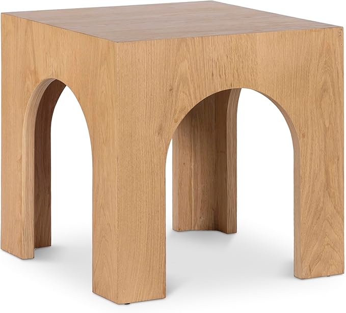 Photo 1 of ***USED/MINOR DAMAGE, CHIPS***Meridian Furniture 273Oak-E Arch Collection Art Deco End Table with Solid Oak Wood, Natural Oak Finish, 20" W x 20" D x 20" H, Natural