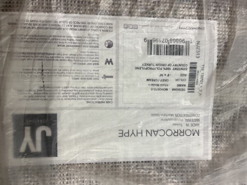 Photo 1 of ***DIRTY FROM TRANSPORT ***JONATHAN Y Khalil Modern Berber Stripe Gray/Cream Indoor Area Rug, 8x10, Contemporary, Bohemian, Easy-Cleaning for Living Room, Bedroom, Kitchen, Pet Friendly, Non-Shedding (MOH207G-8)