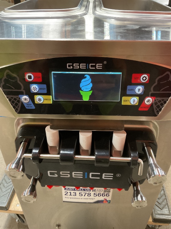 Photo 1 of ***MINOR SCRATCHES/MISSING ACCESSORIES/DIRT/***GSEICE BJK288S-Z 2500W Commercial Soft Ice Cream machine,6.8-8.4 Gal/H Yield, 2500W Countertop Soft Serve Machine w/ 2*2.1 Gal Hopper 0.53 Gal Cylinders LCD Panel Puffing Shortage Alarm, Frozen Yogurt ACAI Ma