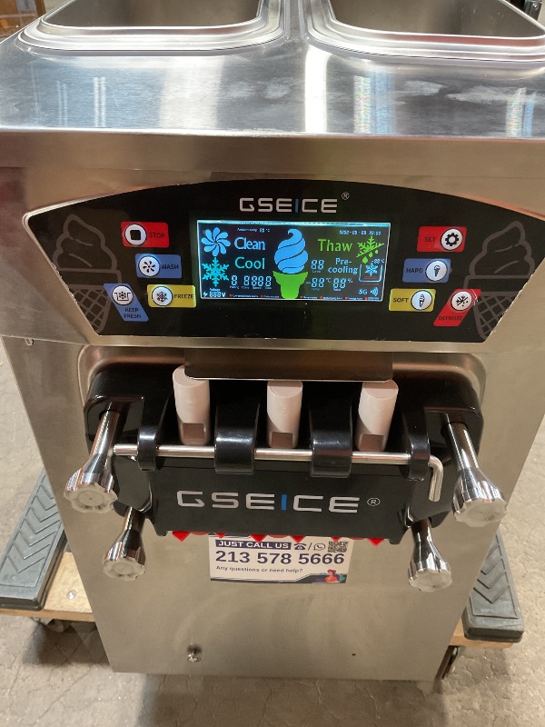 Photo 1 of ***MINOR SCRATCHES/MISSING ACCESSORIES/DIRT/***GSEICE BJK288S-Z 2500W Commercial Soft Ice Cream machine,6.8-8.4 Gal/H Yield, 2500W Countertop Soft Serve Machine w/ 2*2.1 Gal Hopper 0.53 Gal Cylinders LCD Panel Puffing Shortage Alarm, Frozen Yogurt ACAI Ma