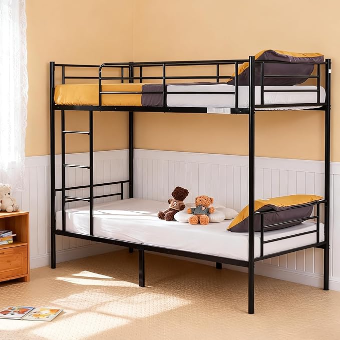 Photo 1 of ***PICTURE FOR REFERENCE ***Karl home Black Bunk Bed Twin Over Twin, Metal Bunk Bed with Built-in Ladder and Safety Guardrail, Space-Saving Twin Bunk Beds for Kids, Teens & Adults, No Box Spring