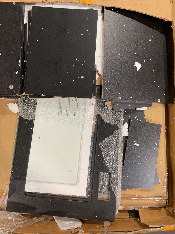 Photo 1 of ***USED/MISSING HARDWARE UNKNOWN/MINOR CHIPS IN WOOD***Pamapic Glass Top Vanity Desk with Mirror and Lights, 11 Drawers Makeup Vanity with Charging Station and Chair, Golden Handles Dressing Table, 3 Lighting Modes Makeup Table, White