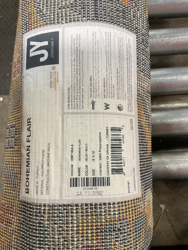 Photo 1 of ***USED***JONATHAN Y Boho Vintage Blue/Multi Indoor Area Rug, 8x10, Bohemian Flair Medallion, Floral Easy-Cleaning High Traffic for Living Room, Bedroom, Kitchen, Pet-Friendly, Non-Shedding (BMF106A-8)