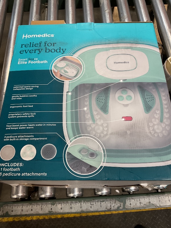 Photo 1 of Homedics Smart Space Elite Footbath with Heat Boost, Collapsible, Invigorating Bubble Massage, 3 Pedicure Attachments, Safe to Use Bath Salts, Patented Safety-Lock System, Ergonomic