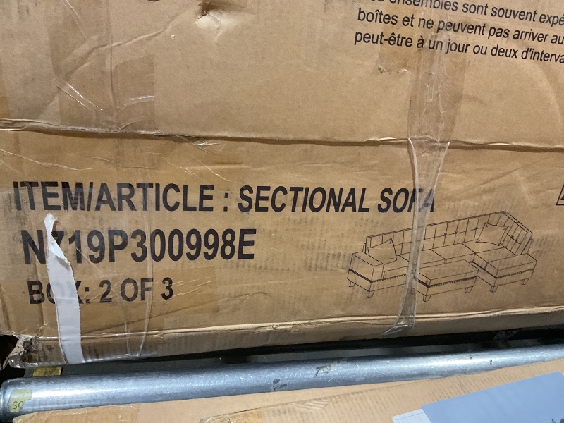 Photo 1 of Ball & Cast L-Shape Sectional Couch with Storage Ottoman,105" Couches for Living Room W/ 2 Pillows & Cup Holders,6 Seat Velvet Sleeper Sofa W/Reversible Chaise,Comfy Couches for Apartment,Gray