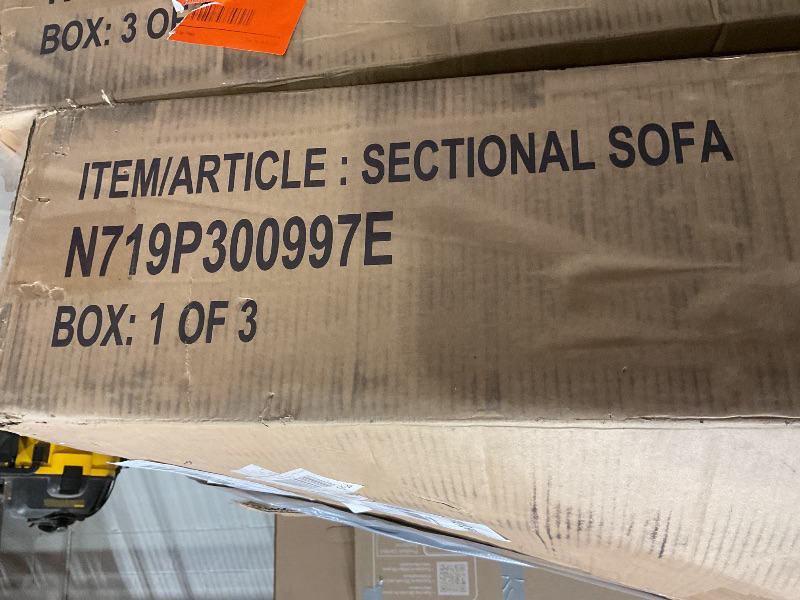 Photo 1 of Ball & Cast L-Shape Sectional Couch with Storage Ottoman,105" Couches for Living Room W/ 2 Pillows & Cup Holders,6 Seat Velvet Sleeper Sofa W/Reversible Chaise,Comfy Couches for Apartment,Gray