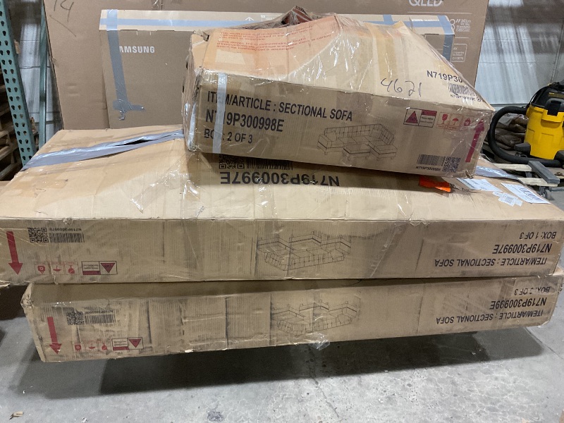 Photo 1 of Ball & Cast L-Shape Sectional Couch with Storage Ottoman,105" Couches for Living Room W/ 2 Pillows & Cup Holders,6 Seat Velvet Sleeper Sofa W/Reversible Chaise,Comfy Couches for Apartment,Gray