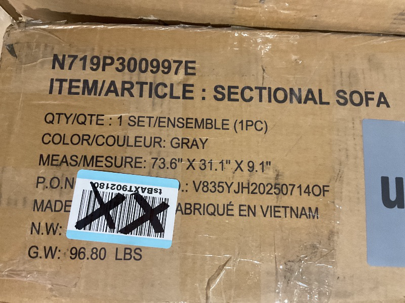 Photo 1 of Ball & Cast L-Shape Sectional Couch with Storage Ottoman,105" Couches for Living Room W/ 2 Pillows & Cup Holders,6 Seat Velvet Sleeper Sofa W/Reversible Chaise,Comfy Couches for Apartment,Gray