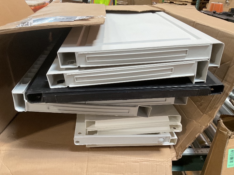 Photo 1 of ***MISSING ASSEMBLY PIECES*** Keter Storage Cabinet with Doors and Shelves for Laundry Room, Garage, Bathroom Accessories, Closet and Home Organization, White & Grey