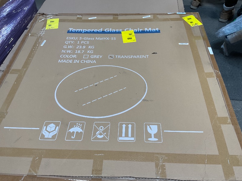 Photo 1 of [Tempered Glass] 55" x 55" Round Glass Chair Mat, Heavy Duty Hard Floor Mat with Round Corner and Polished Edge, Office Chair Mat for Carpet Office Home Hardwood Floor Desk