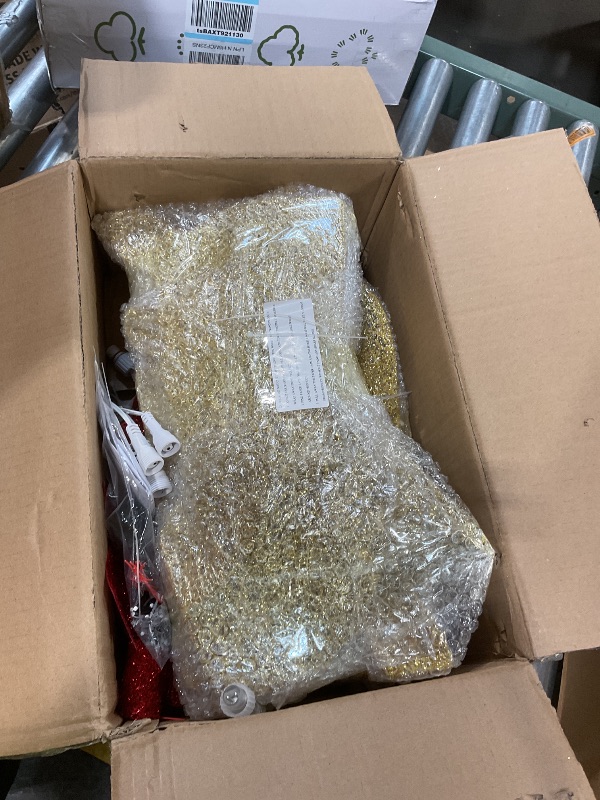 Photo 1 of ***UNKNOWN MISSING PIECS/ DAMAGES*** 45"  Outdoor Christmas Reindeer Family Decor, Handmade Deer Set of 3, Plug and Play, Metal Frame, Safe Waterproof Material, Perfect for Vintage Christmas Home Tree Garden Decoration, Gold