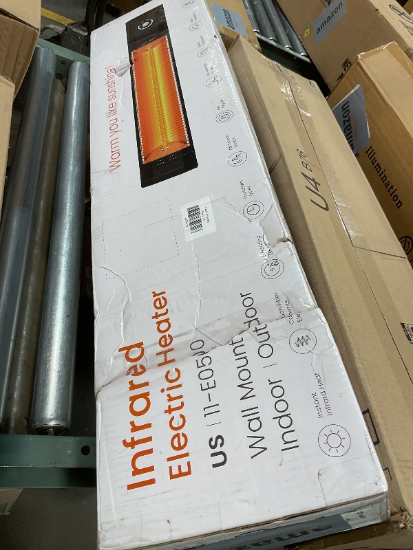 Photo 1 of ***UNTESTED/ UNKNOWN DAMAGES*** Wall-Mounted Electric Patio Heater, 34" 1500W Infrared Heater With Motion Sensor, IPX5 Waterproof, 9 Heat Level & 9H Timer, Indoor & Outdoor Heaters for Patio, Backyard, Garage, and Decks