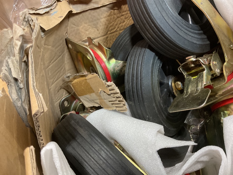 Photo 1 of **SCRAPES FROM TRANSPORT **Aurelema 8 Pcs Heavy Duty 8 Inch Caster Wheels Set Industrial Swivel Locking Casters for Furniture Cart Workbench Outdoor Castors Dual Locking Replacement 3200lbs Load Capacity Including Bolts Screws