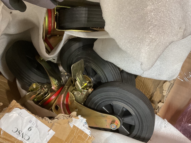 Photo 1 of **SCRAPES FROM TRANSPORT **Aurelema 8 Pcs Heavy Duty 8 Inch Caster Wheels Set Industrial Swivel Locking Casters for Furniture Cart Workbench Outdoor Castors Dual Locking Replacement 3200lbs Load Capacity Including Bolts Screws