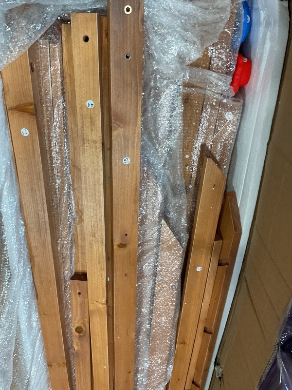 Photo 1 of **SCRAPES FROM TRANSPORT**GarveeLife Outdoor Wooden Playhouse with Climbing Wall, 2 Story Wooden Playhouse with Step Ladder, Elevated Modern Cedar Playhouses Kids