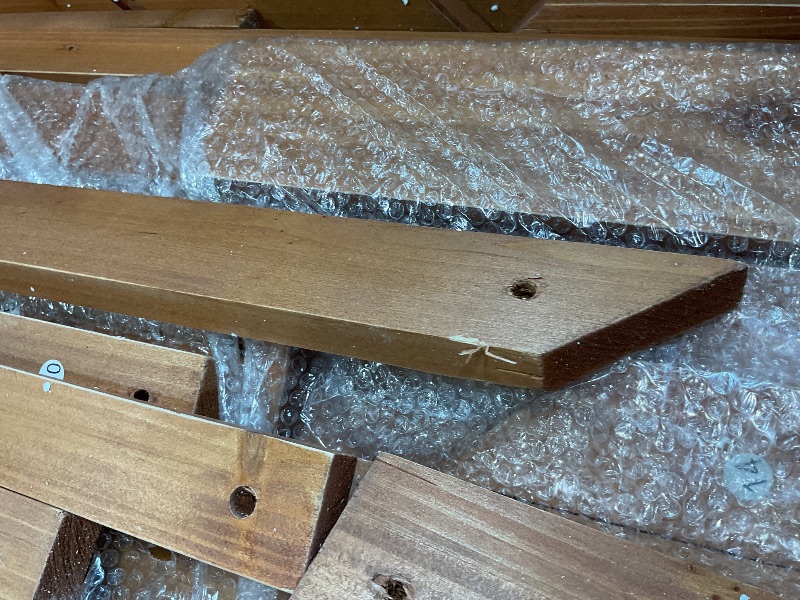 Photo 1 of **SCRAPES FROM TRANSPORT**GarveeLife Outdoor Wooden Playhouse with Climbing Wall, 2 Story Wooden Playhouse with Step Ladder, Elevated Modern Cedar Playhouses Kids