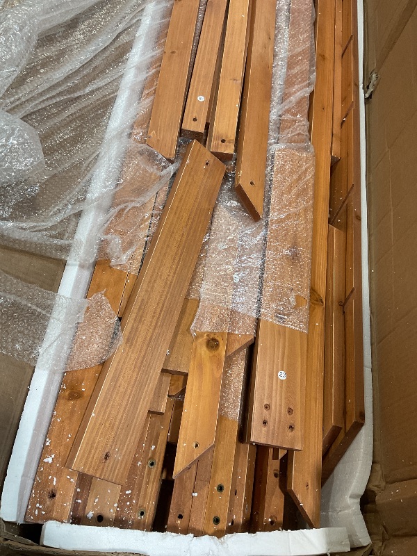 Photo 1 of **SCRAPES FROM TRANSPORT**GarveeLife Outdoor Wooden Playhouse with Climbing Wall, 2 Story Wooden Playhouse with Step Ladder, Elevated Modern Cedar Playhouses Kids