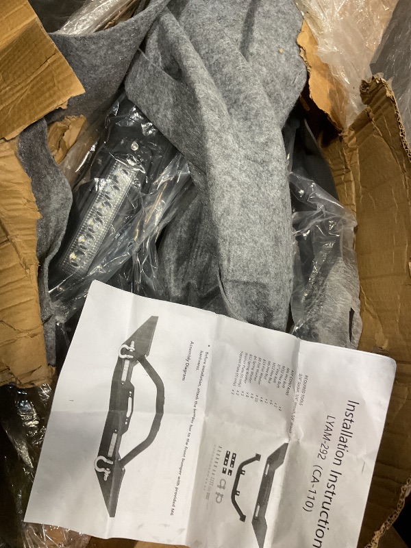 Photo 1 of **SCRAPE**KUAFU Front Winch Bumper Black Compatible with 1986-2006 Jeep Wrangler TJ YJ With D-rings and 2 LED Lights LYAM-292T