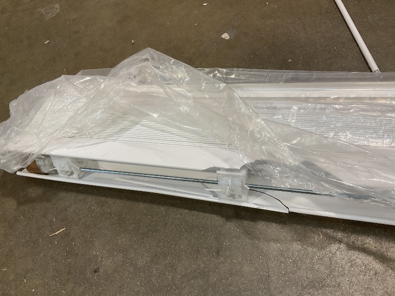 Photo 1 of **MAJOR DAMAGE TO FRAME. SELLING FOR PARTS**DEZ FURNISHINGS Cordless 2" Faux Wood Blind, 62" W x 60" H, White