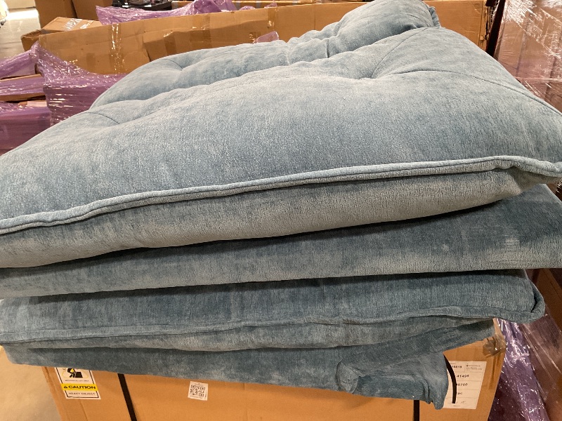 Photo 1 of *MISSING HARDWARE UNKNOWN*LINSY HOME Futon Sofa Bed, 70" Chenille Futon Couch with Adjustable Backrest Armrest, 3 in 1 Convertible Comfy Loveseat Sleeper Sofa Bed for Small Spaces Dorm Room Apartment Home Office, Blue