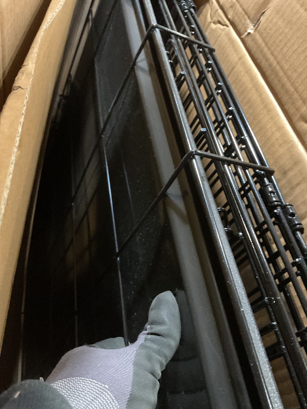 Photo 1 of **MINOR USE WEAR**Amazon Basics - Durable,Foldable Metal Wire Dog Crate with Tray, Double Door, 42 x 28 x 30 in, Black