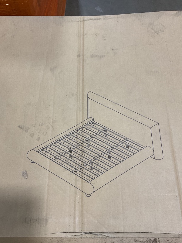 Photo 1 of **DAMAGED CORNER SEEN IN PHOTO**Meridian Furniture B1234Beige-K Blair Collection Modern | Contemporary King Bed with Beige Interwoven Polyester Fabric with Weave, Solid Wood Inner Frame, 101" W x 98.25" D x 42.5" H, Beige, King