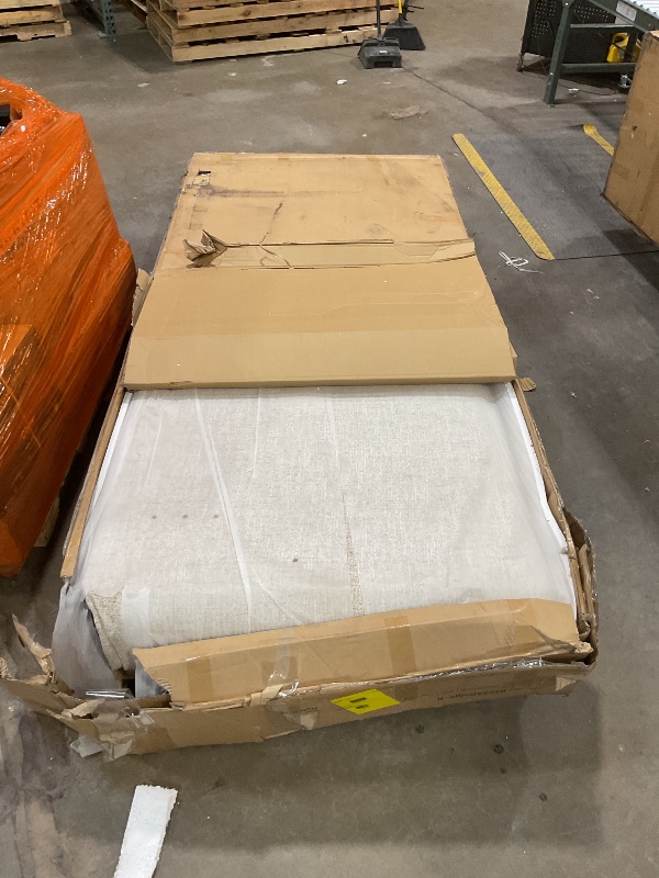 Photo 1 of **DAMAGED CORNER SEEN IN PHOTO**Meridian Furniture B1234Beige-K Blair Collection Modern | Contemporary King Bed with Beige Interwoven Polyester Fabric with Weave, Solid Wood Inner Frame, 101" W x 98.25" D x 42.5" H, Beige, King