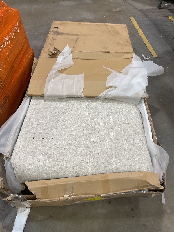 Photo 1 of **DAMAGED CORNER SEEN IN PHOTO**Meridian Furniture B1234Beige-K Blair Collection Modern | Contemporary King Bed with Beige Interwoven Polyester Fabric with Weave, Solid Wood Inner Frame, 101" W x 98.25" D x 42.5" H, Beige, King